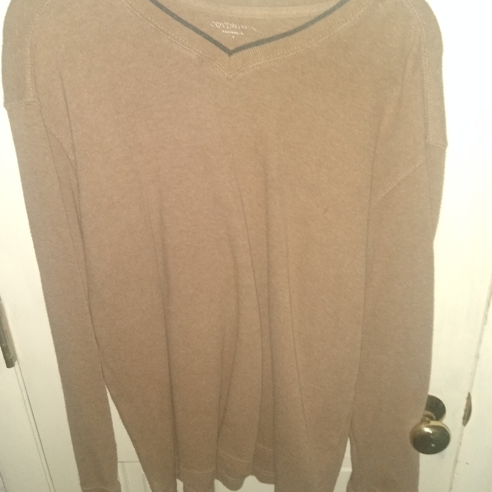 Covington Sueded V-Neck Brown Pullover Sweater -L